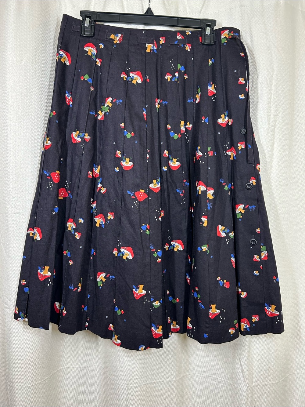 Vintage Sanibel Sport Mushroom Ant Black Skirt Side Buttons Size Large